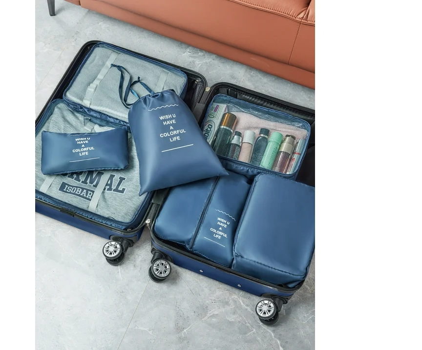 Gowill 3 Piece Luggage Sets Travel Suitcase Set with 7PCS Organizer Bags, Navy Blue