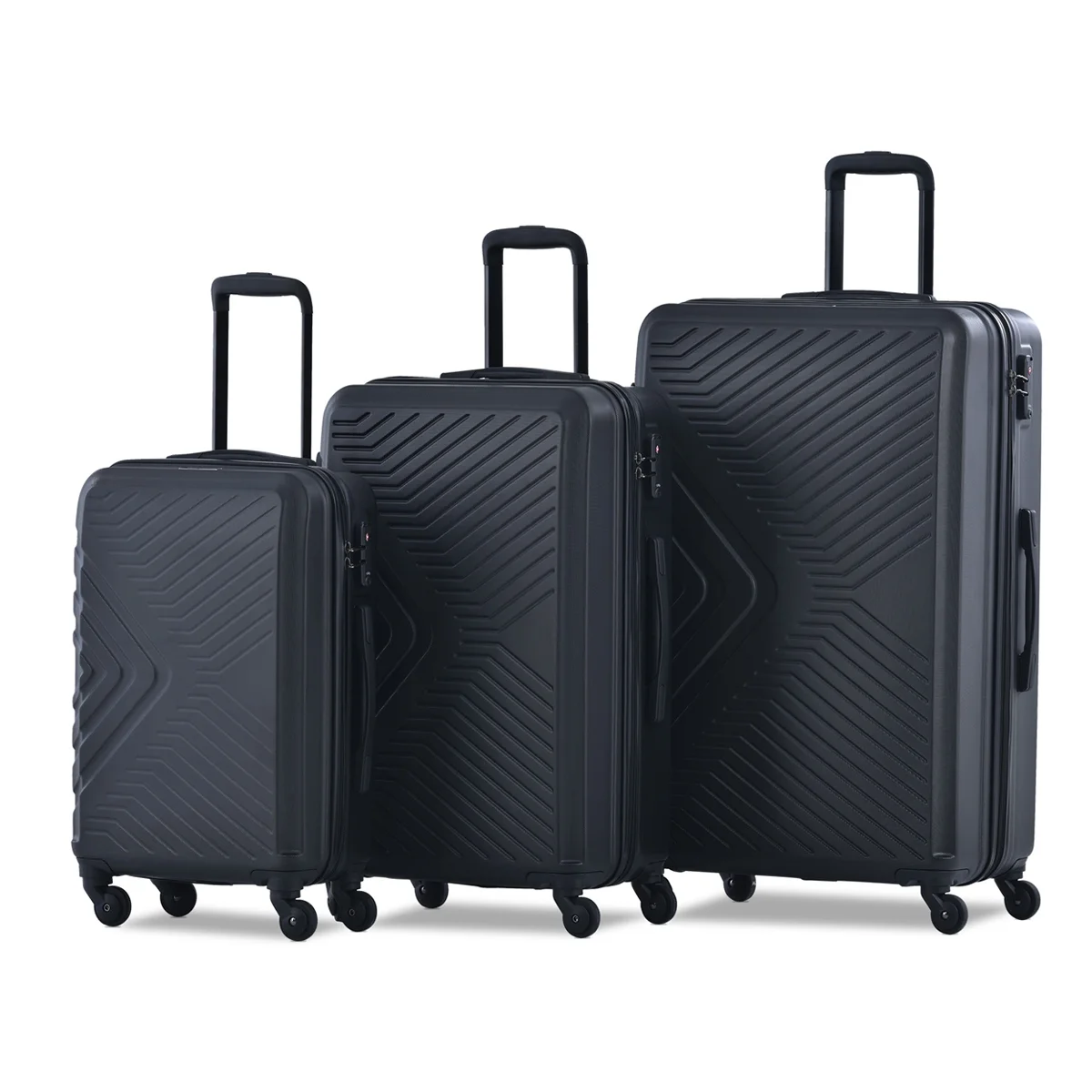 Travelhouse 3 Piece Hardshell Luggage Set Hardside Lightweight Suitcase with TSA Lock Spinner Wheels 20in24in28in.(Black)